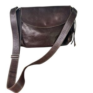 Roots Brown Leather Messenger Bag